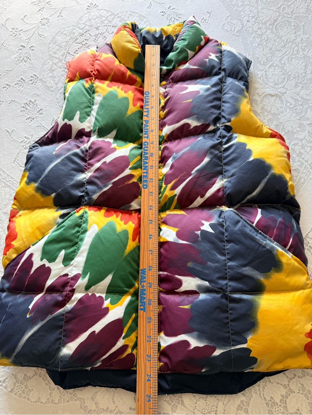 Lands End Multicolor Down Puffer Vest - Green, Yellow, Burgundy, Navy juniors 14 - Picture 5 of 11